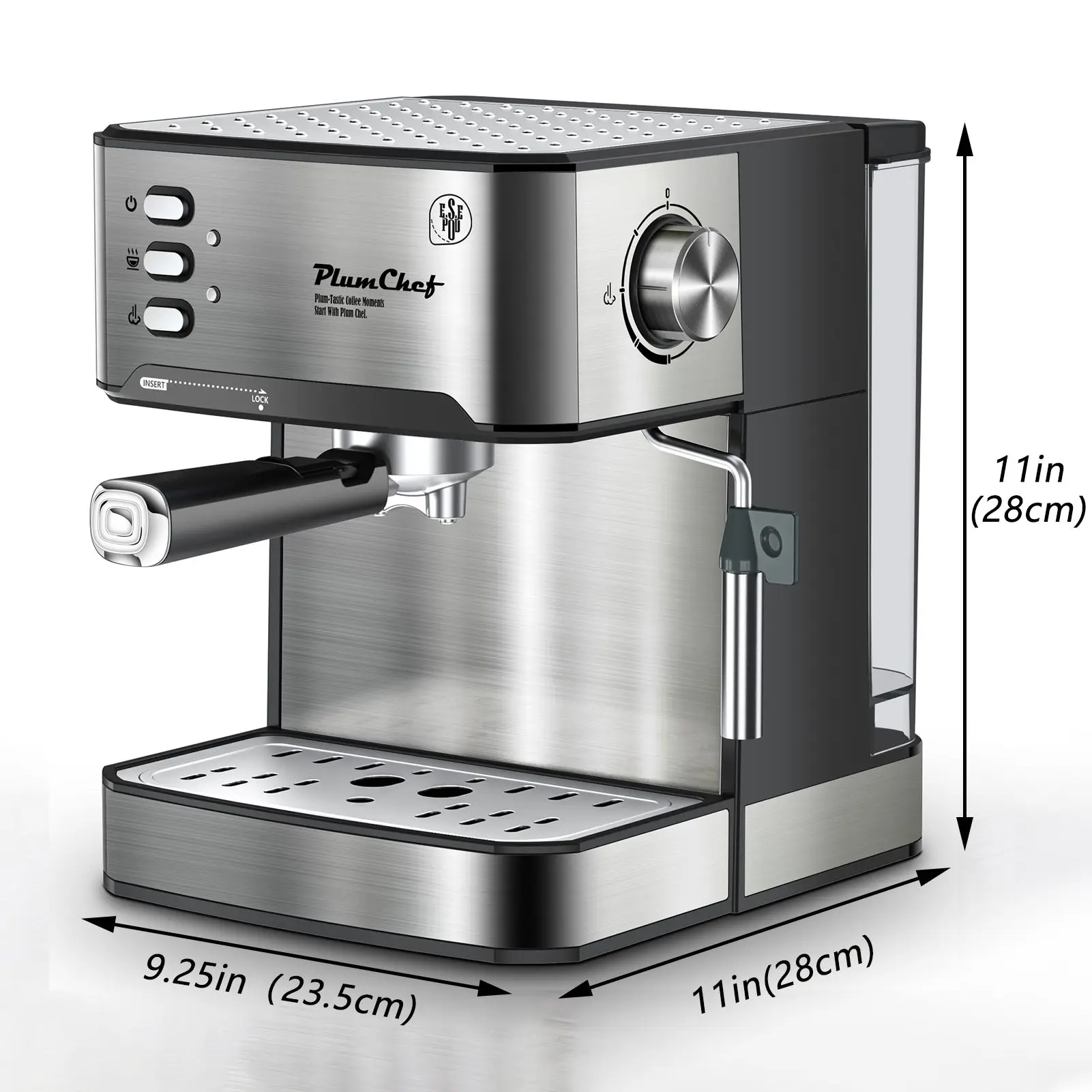 PlumChef Espresso Machine 20 Bar Professional Compact Homehold Coffee Espresso Maker with Milk Frother Steam Wand 54oz Water Tan - Image 2